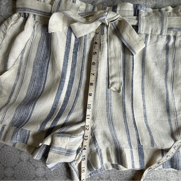 Indigo Rein Linen-Blend Paperbag Shorts Size XL Blue & White Striped - Picture 9 of 9